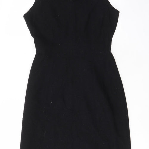 We Women Womens Black Wool A-Line Size 10 V-Neck Zip - Lined
