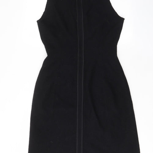 We Women Womens Black Wool A-Line Size 10 V-Neck Zip - Lined