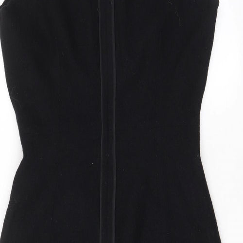 We Women Womens Black Wool A-Line Size 10 V-Neck Zip - Lined