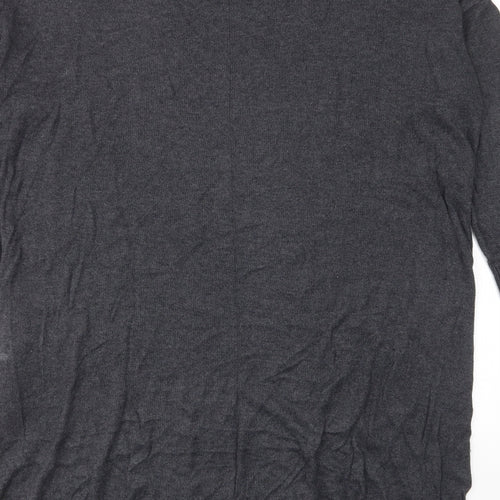 H&M Womens Grey Cotton Jumper Dress Size M Crew Neck Pullover