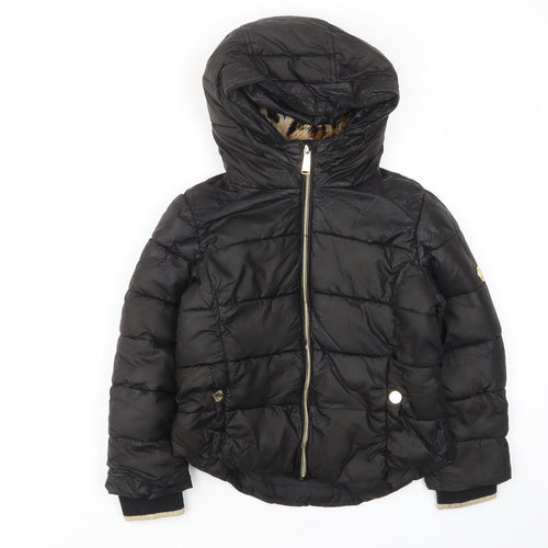 Michael Kors Girls Black Biker Coat Size 6 Years Zip - Pockets