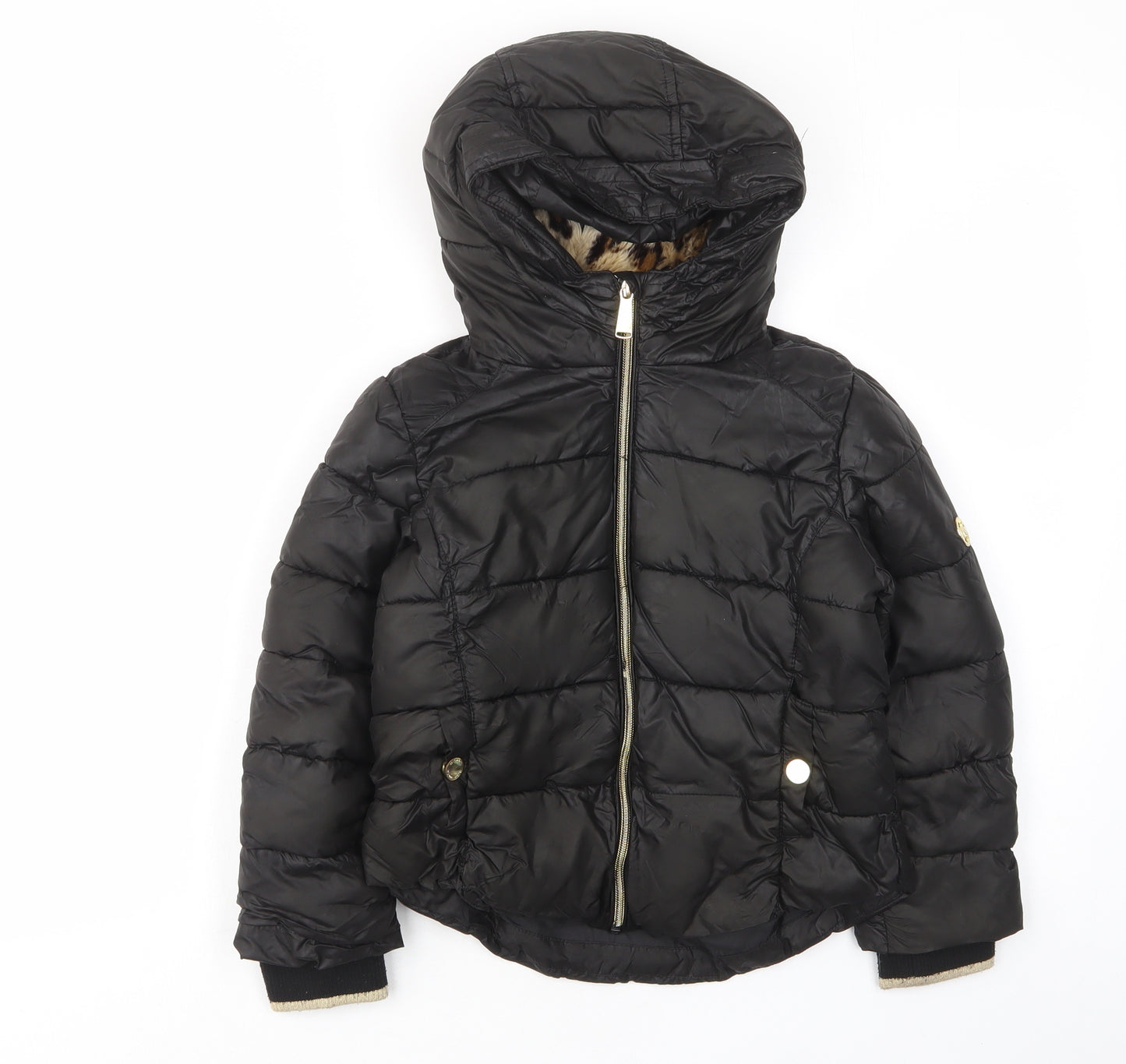 Michael Kors Girls Black Biker Coat Size 6 Years Zip - Pockets