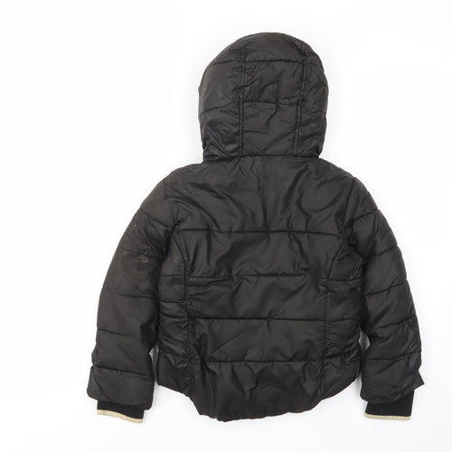 Michael Kors Girls Black Biker Coat Size 6 Years Zip - Pockets