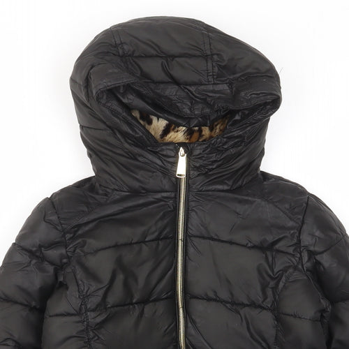 Michael Kors Girls Black Biker Coat Size 6 Years Zip - Pockets
