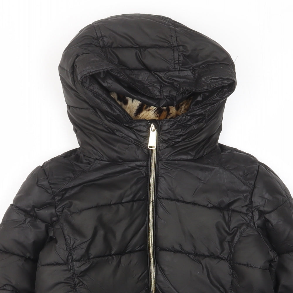 Michael Kors Girls Black Biker Coat Size 6 Years Zip - Pockets