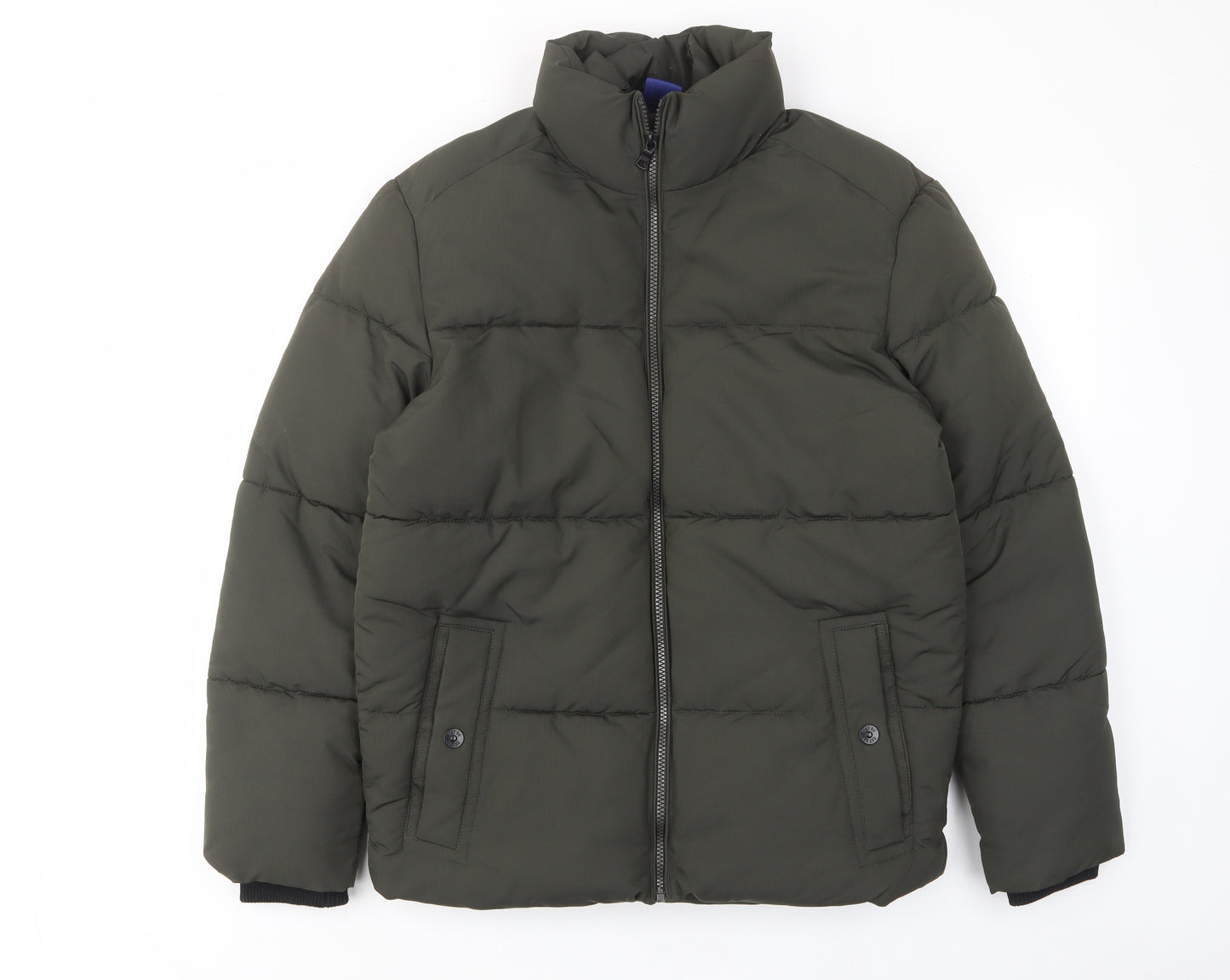 Marks and Spencer Mens Green Quilted Coat Size S Zip - Thermal, Pockets