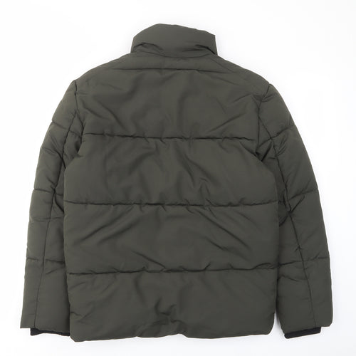 Marks and Spencer Mens Green Quilted Coat Size S Zip - Thermal, Pockets