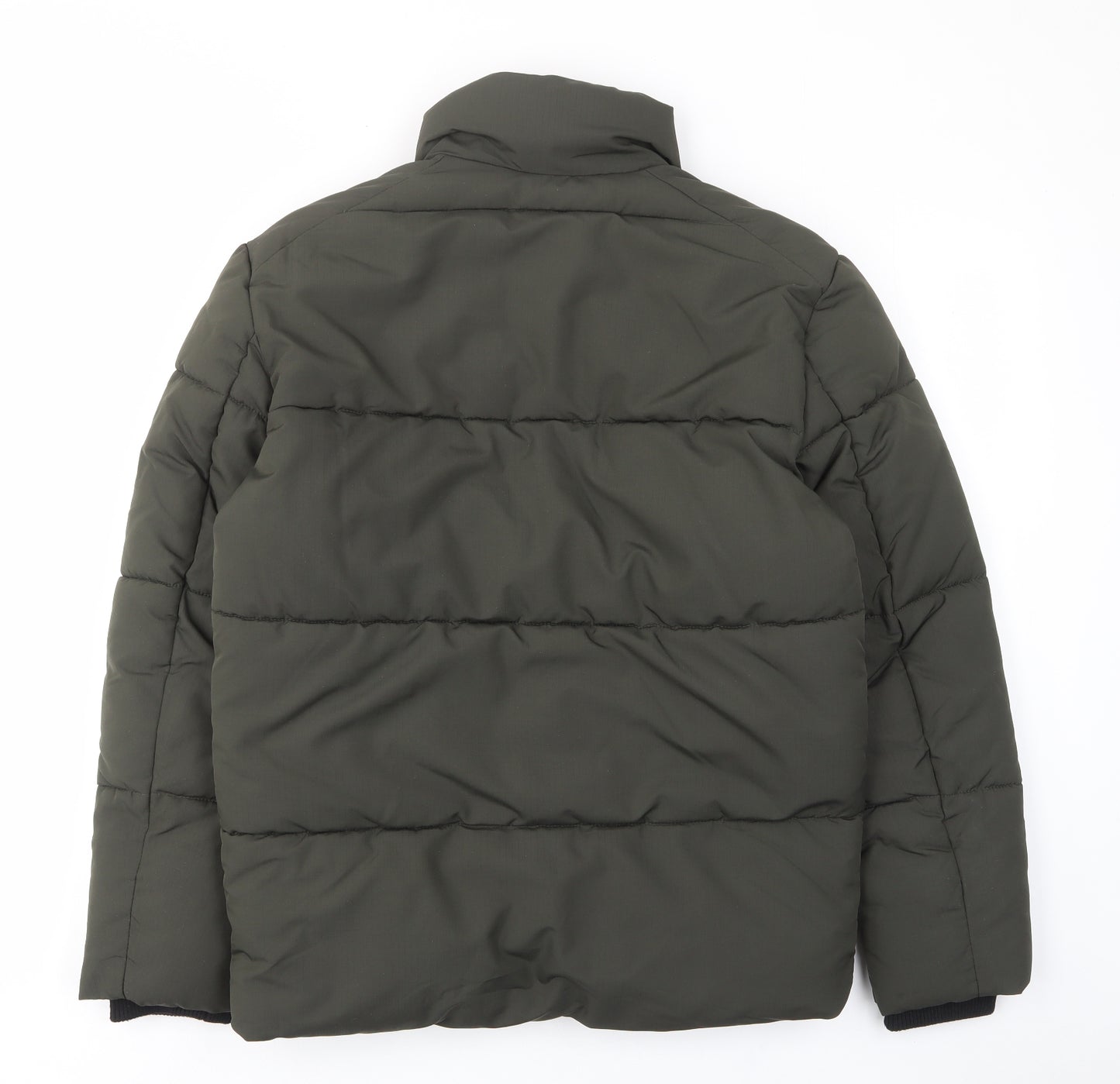 Marks and Spencer Mens Green Quilted Coat Size S Zip - Thermal, Pockets