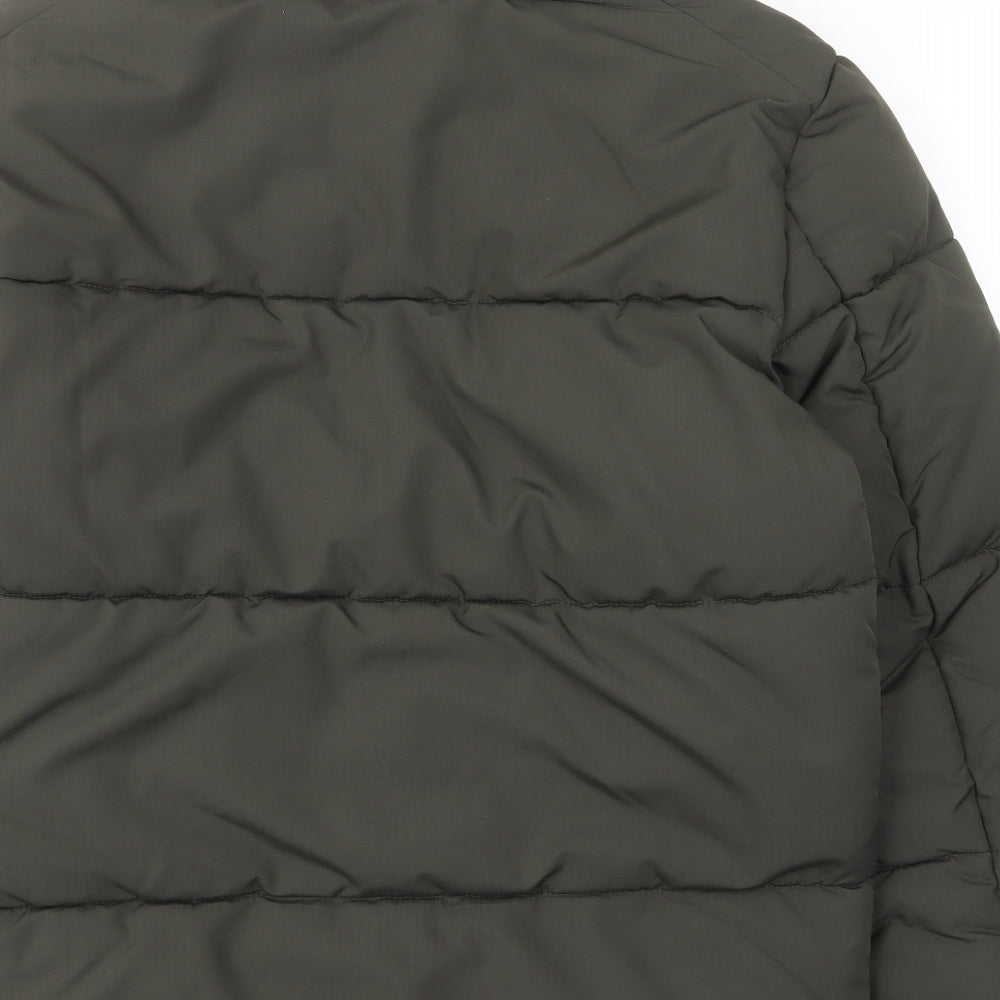 Marks and Spencer Mens Green Quilted Coat Size S Zip - Thermal, Pockets