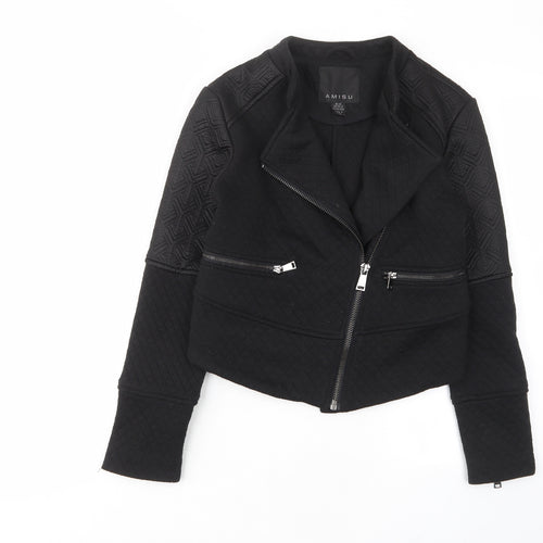 Amisu Womens Black Jacket Size 10 Zip - Zip Pockets