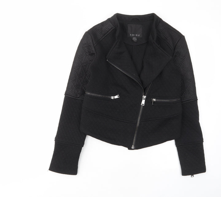 Amisu Womens Black Jacket Size 10 Zip - Zip Pockets