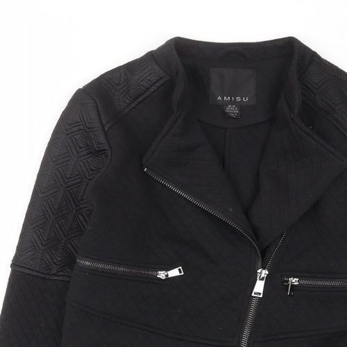 Amisu Womens Black Jacket Size 10 Zip - Zip Pockets