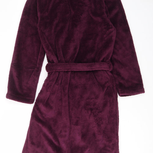 Marks and Spencer Womens Purple Solid Polyester Top Gown Size S Tie - Pockets, belted