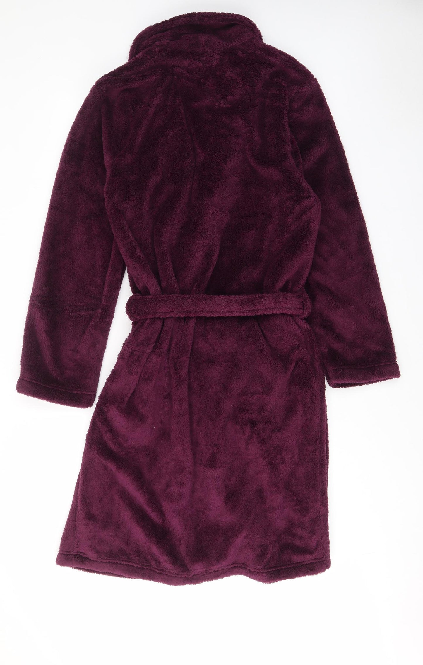 Marks and Spencer Womens Purple Solid Polyester Top Gown Size S Tie - Pockets, belted