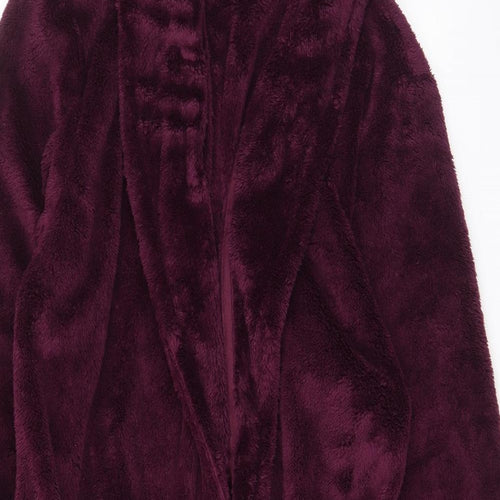 Marks and Spencer Womens Purple Solid Polyester Top Gown Size S Tie - Pockets, belted