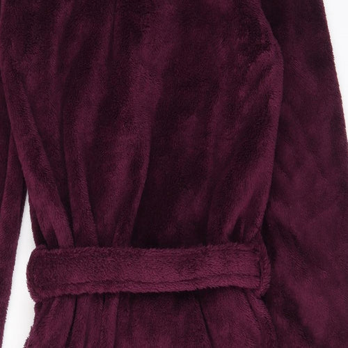 Marks and Spencer Womens Purple Solid Polyester Top Gown Size S Tie - Pockets, belted