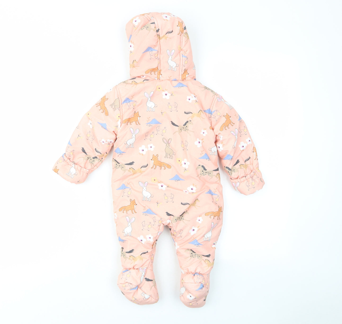 Marks and Spencer Girls Pink Geometric Polyester Babygrow One-Piece Size 3-6 Months Zip - Animal Print