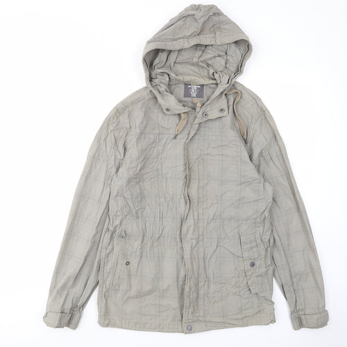 H&M Mens Green Plaid Jacket Size S Zip - Pockets