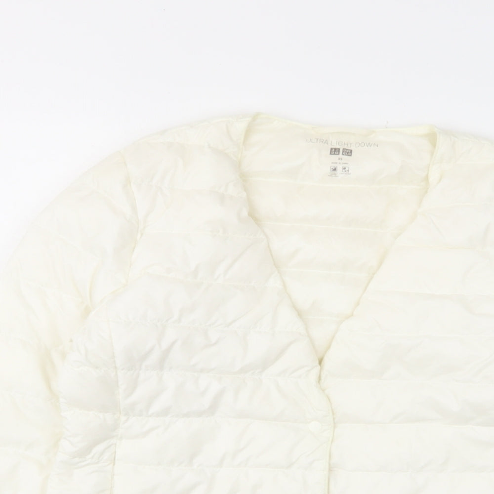 Uniqlo Womens White Jacket Size XS Button - Pockets