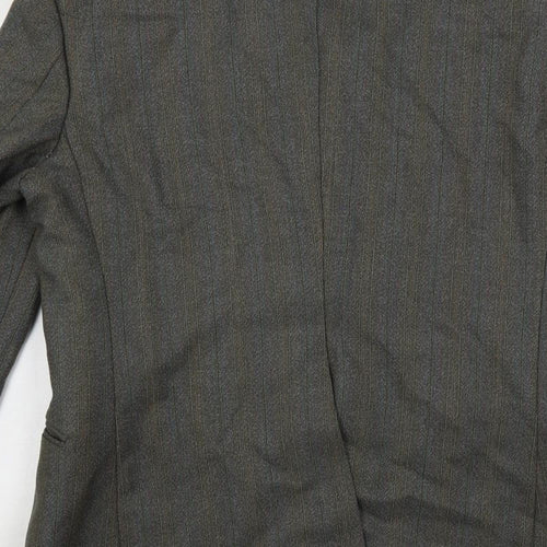 Hector Powe Mens Grey Striped Polyester Jacket Suit Jacket Size 36 Regular