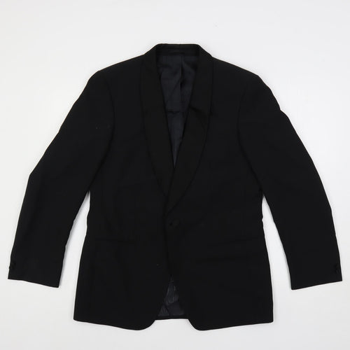 Hornes Mens Black Polyester Tuxedo Suit Jacket Size 38 Regular