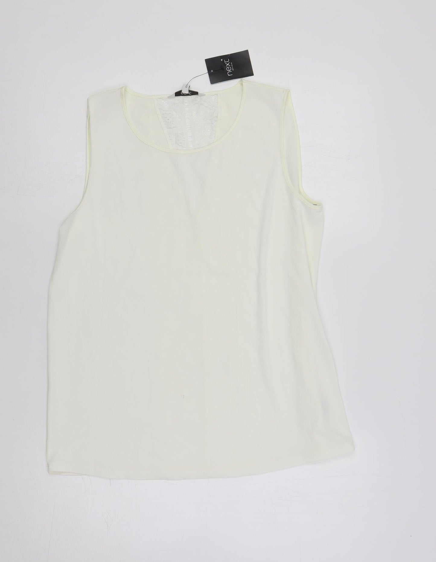 NEXT Womens Ivory Polyester Basic Blouse Size 12 Round Neck - Lace Detail