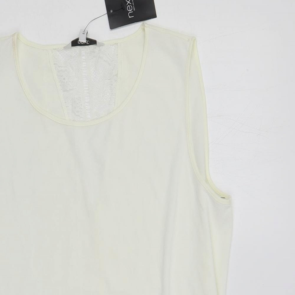 NEXT Womens Ivory Polyester Basic Blouse Size 12 Round Neck - Lace Detail