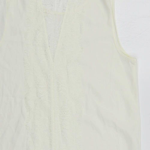 NEXT Womens Ivory Polyester Basic Blouse Size 12 Round Neck - Lace Detail