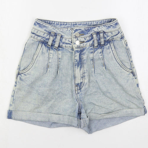 Denim & Co. Womens Blue Cotton Mom Shorts Size 8 L3 in Regular Button