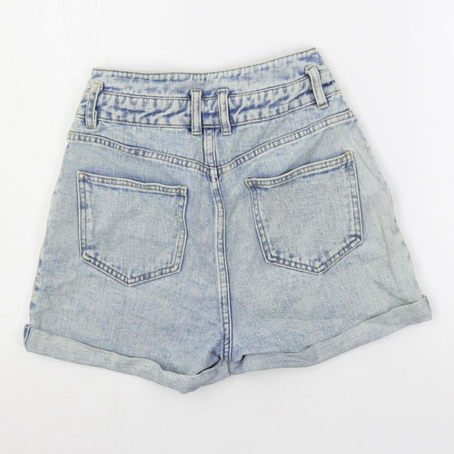 Denim & Co. Womens Blue Cotton Mom Shorts Size 8 L3 in Regular Button