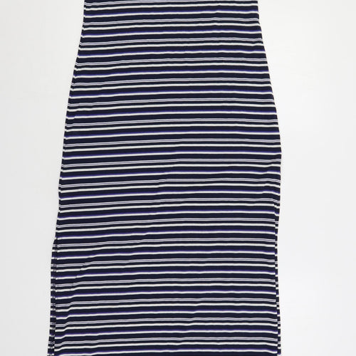 Dorothy Perkins Womens Blue Striped Polyester Maxi Size 8 Scoop Neck Pullover