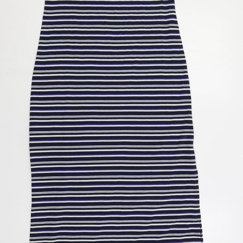 Dorothy Perkins Womens Blue Striped Polyester Maxi Size 8 Scoop Neck Pullover