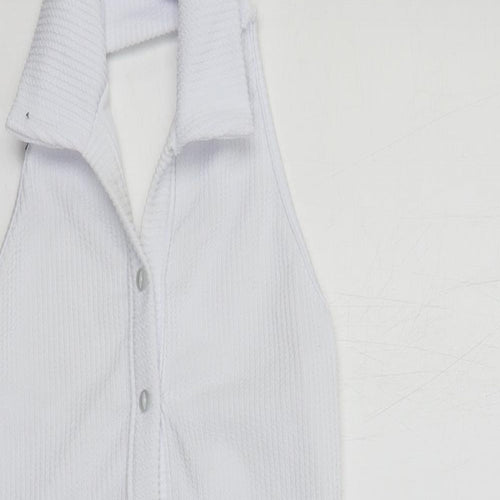 PRETTYLITTLETHING Womens White Polyester Mini Size 10 Collared Pullover - Backless