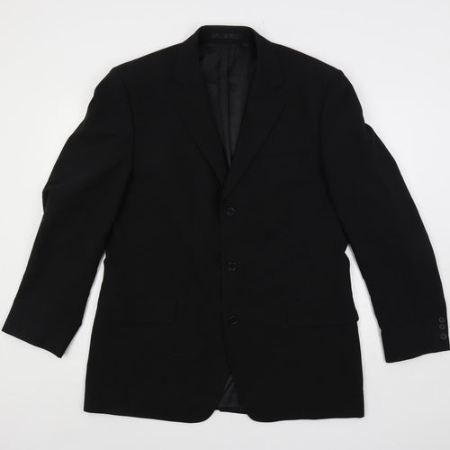 k j Mens Black Polyester Jacket Suit Jacket Size 42 Regular