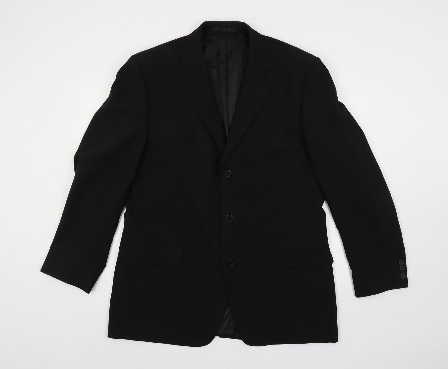 k j Mens Black Polyester Jacket Suit Jacket Size 42 Regular