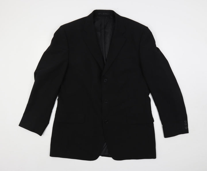k j Mens Black Polyester Jacket Suit Jacket Size 42 Regular