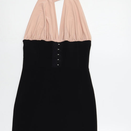 Gypsy Girl Womens Black Polyester Bodycon Size 10 Halter Tie - Backless