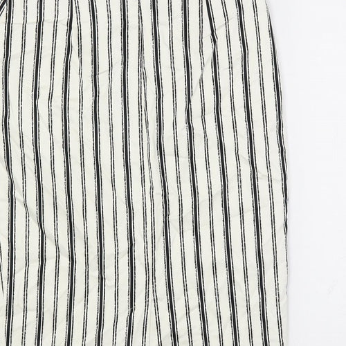 Marks and Spencer Womens White Striped Cotton Straight & Pencil Skirt Size 10 Zip