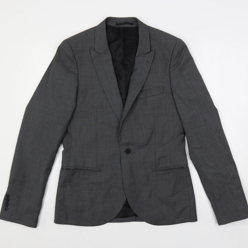 Topman Mens Grey Wool Jacket Suit Jacket Size 38 Regular