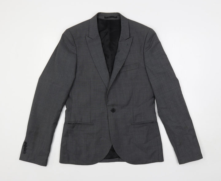 Topman Mens Grey Wool Jacket Suit Jacket Size 38 Regular