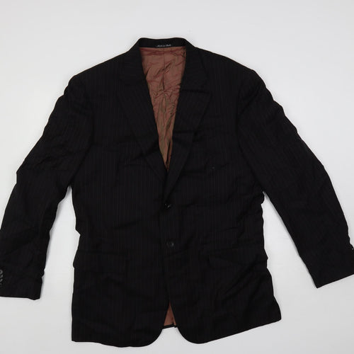 Pal Zileri Mens Black Striped Wool Jacket Suit Jacket Size 46 Regular