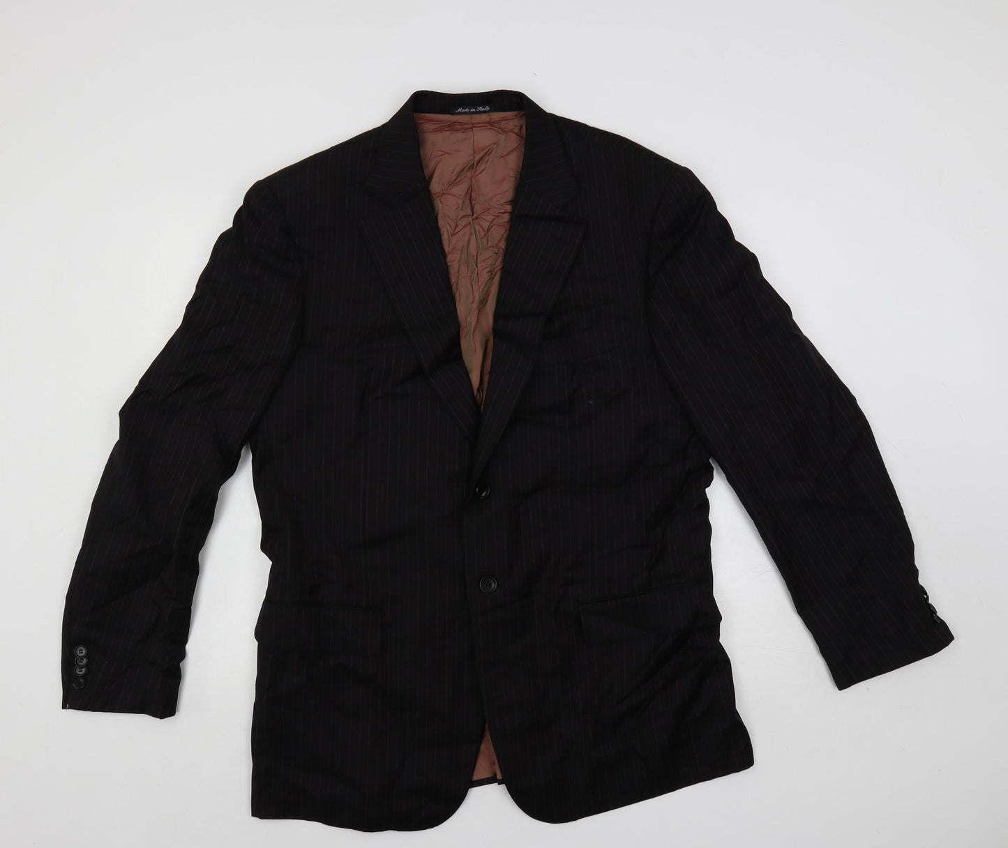 Pal Zileri Mens Black Striped Wool Jacket Suit Jacket Size 46 Regular