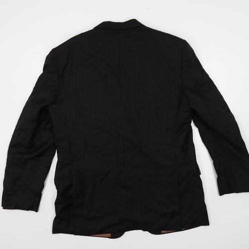 Pal Zileri Mens Black Striped Wool Jacket Suit Jacket Size 46 Regular