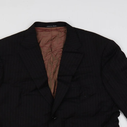 Pal Zileri Mens Black Striped Wool Jacket Suit Jacket Size 46 Regular