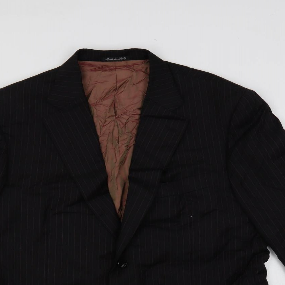 Pal Zileri Mens Black Striped Wool Jacket Suit Jacket Size 46 Regular