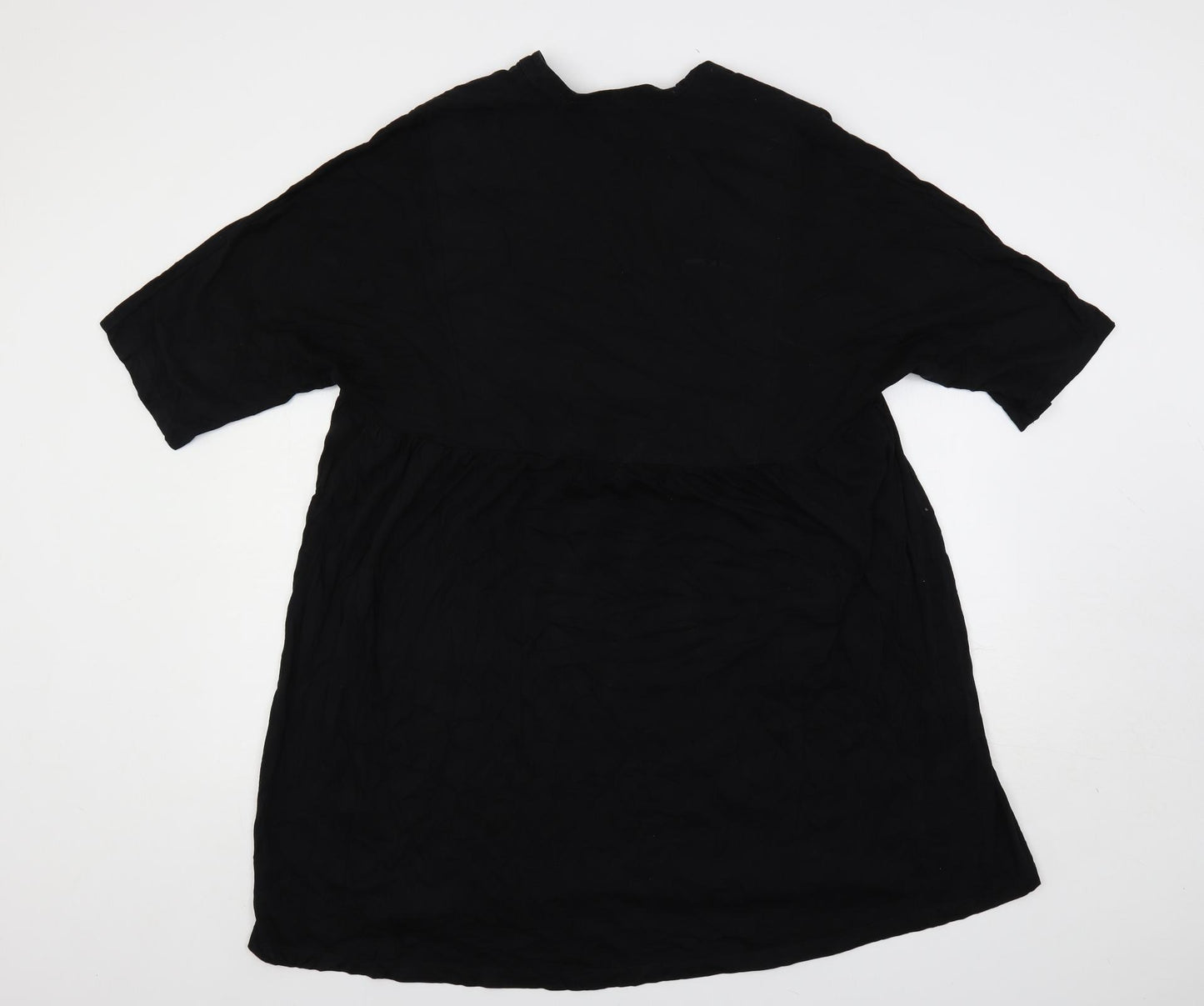 Zara Womens Black Cotton Trapeze & Swing Size M V-Neck Pullover