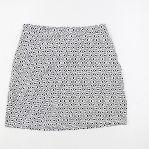 Miss Selfridge Womens Blue Geometric Polyester Mini Skirt Size 8 Zip