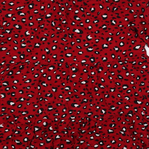 Dunnes Stores Girls Red Animal Print Viscose A-Line Size 10-11 Years Mock Neck Pullover