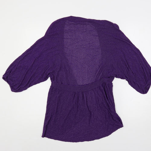 Per Una Womens Purple V-Neck Viscose Cardigan Jumper Size 12 - Open