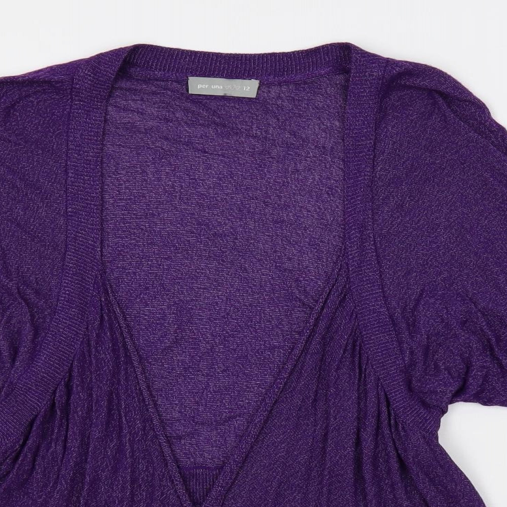 Per Una Womens Purple V-Neck Viscose Cardigan Jumper Size 12 - Open